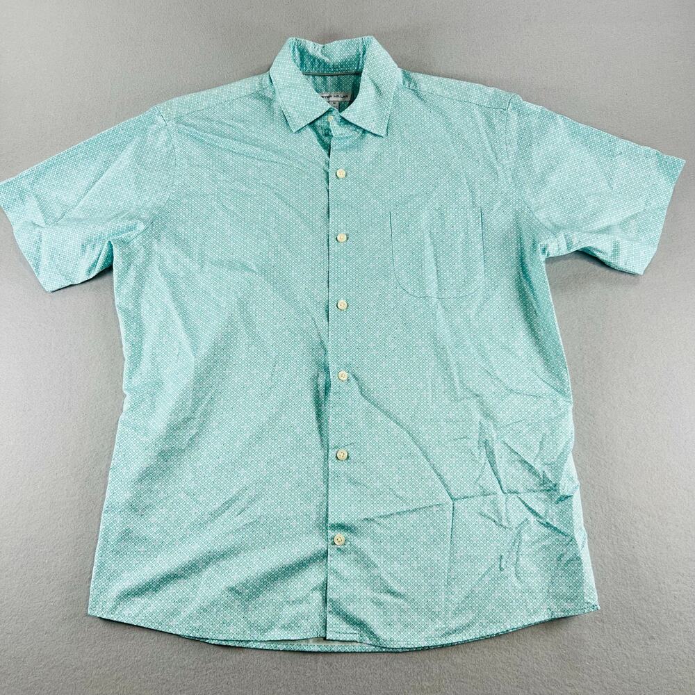 Peter Millar Mens Medium Short Sleeve Button Up Shirt Geometric Print